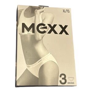 Mexx Bikini Panty 3 Pack Size XL NWT Cream Grey Black Logo Band Cotton Underwear